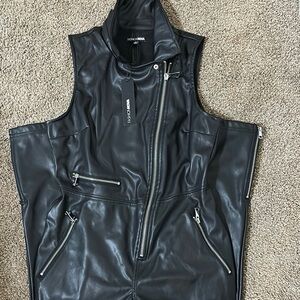Fashion Nova Black Faux Leather Vest